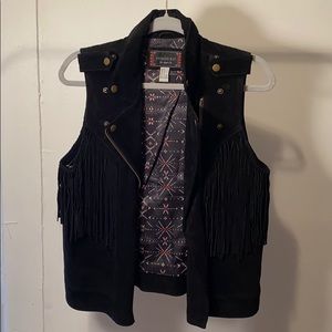 Forever 21 Suede/Fringe Moto Vest